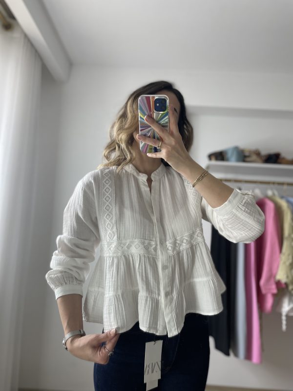 Tasarım Müslin Bluz Beyaz - Görsel 15