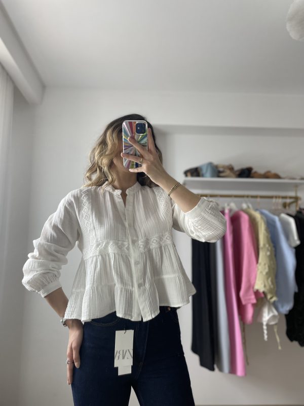 Tasarım Müslin Bluz Beyaz - Görsel 14