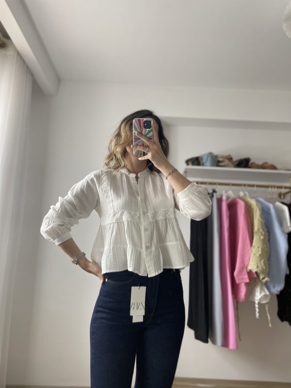 Tasarım Müslin Bluz Beyaz - Görsel 11