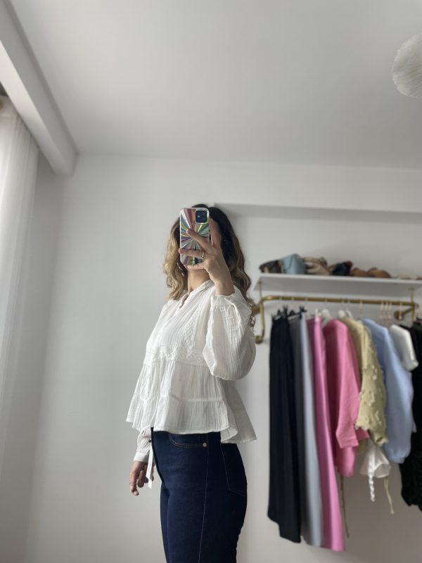 Tasarım Müslin Bluz Beyaz - Görsel 5